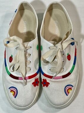 Soludos Marin Flora Embroidered White Sneaker Size US 8.5